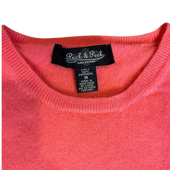 PECK & PECK COLLECTION Pink 2-Ply 100% Cashmere Short Sleeve Sweater MEDIUM - Picture 3 of 7